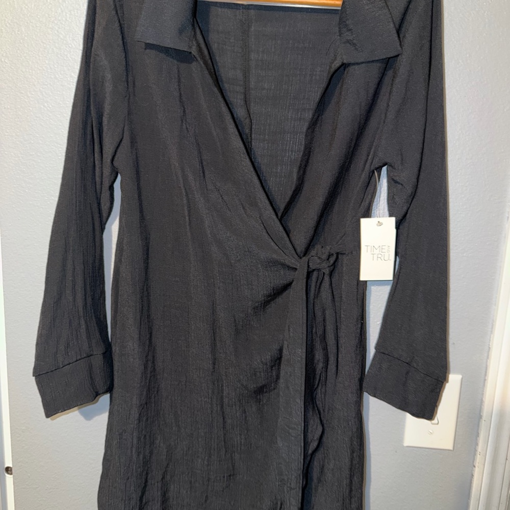 Time and Tru Charcoal Beach Wrap Dress
